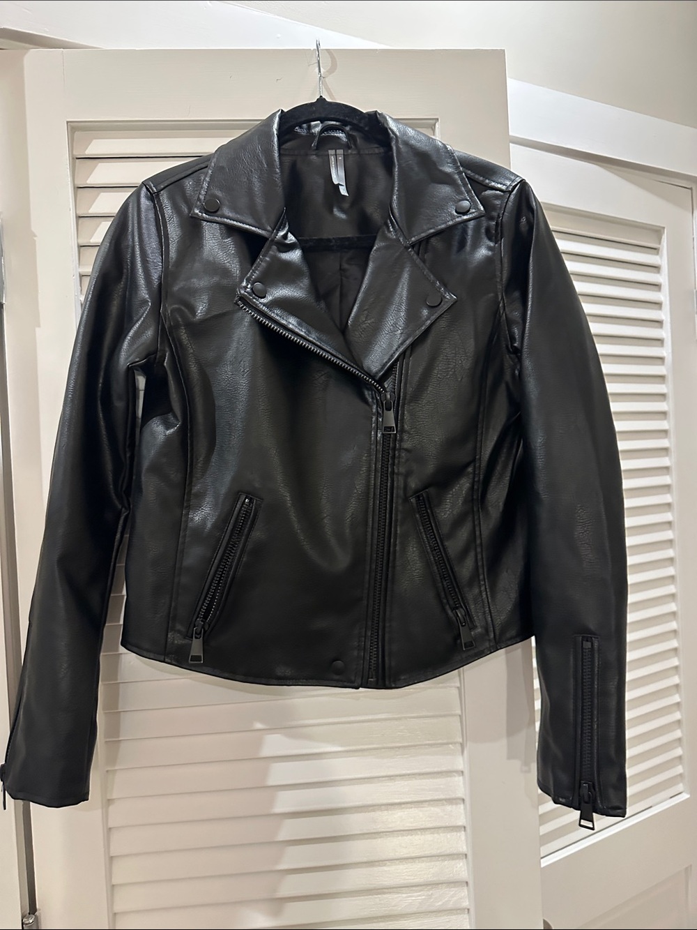Anthropologie Black Faux Leather Moto Jacket